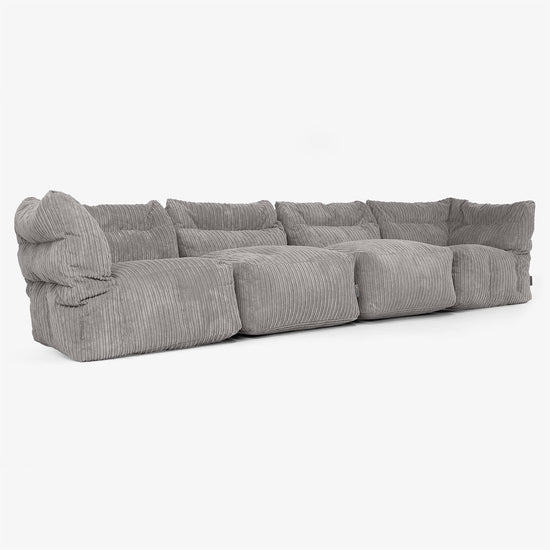 4 Piece Multi Modular Sofa Set - Cord Graphite Grey 02
