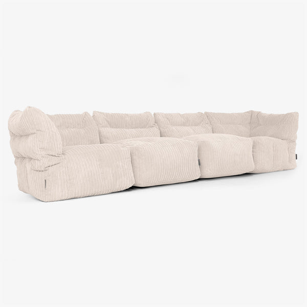 4 Piece Multi Modular Sofa Set - Cord Ivory 01