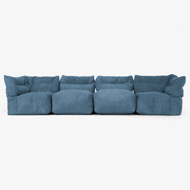 4 Piece Multi Modular Sofa Set - Cord Navy Blue 01