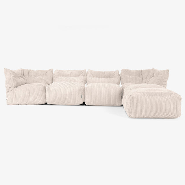 4 Piece Multi Chaise Modular Sofa Set - Cord Ivory 01