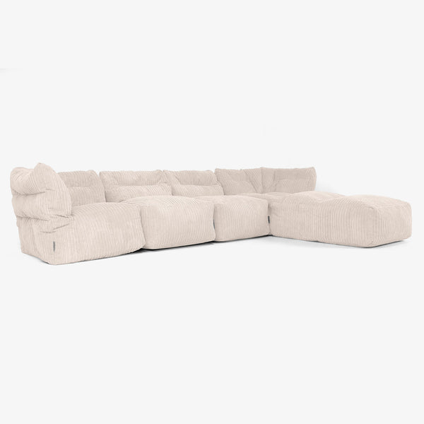 4 Piece Multi Chaise Modular Sofa Set - Cord Ivory 01