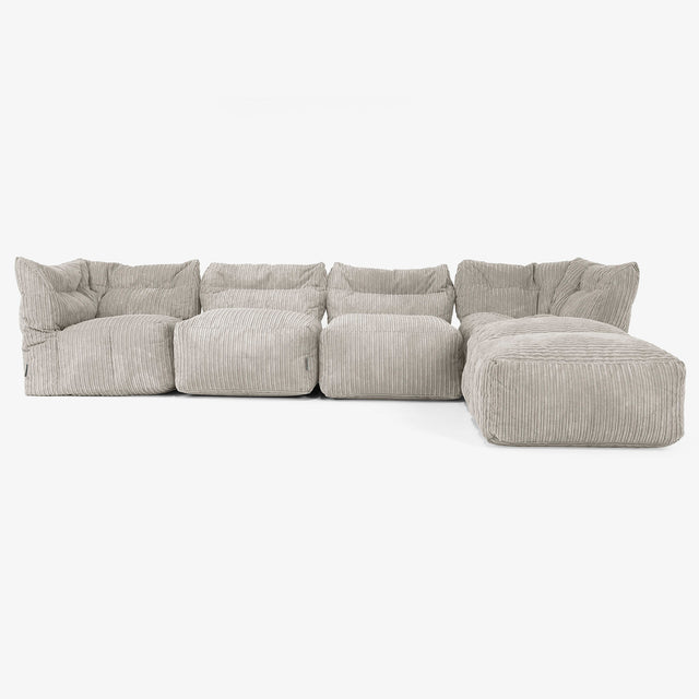 4 Piece Multi Chaise Modular Sofa Set - Cord Mink 01