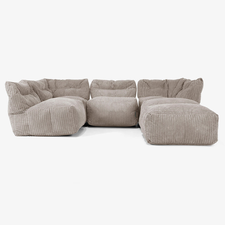 4 Piece Multi Chaise Modular Sofa Set - Cord Dovetail Grey 03