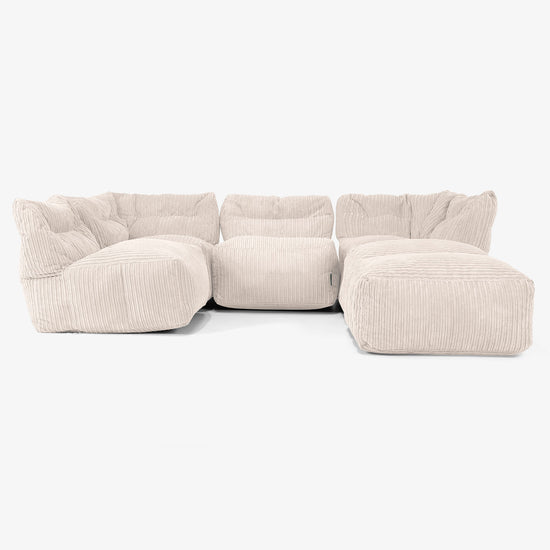 4 Piece Multi Chaise Modular Sofa Set - Cord Ivory 03