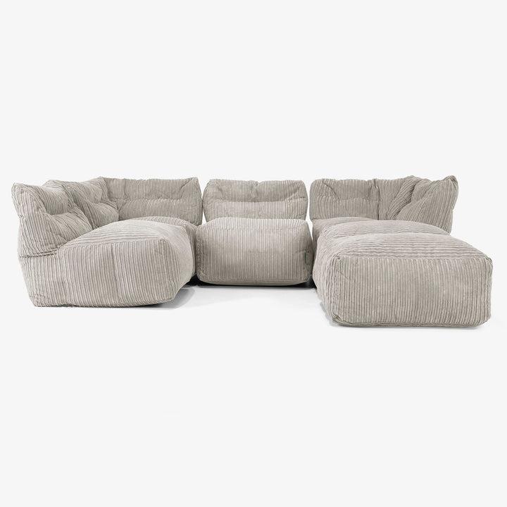 4 Piece Multi Chaise Modular Sofa Set - Cord Mink 03