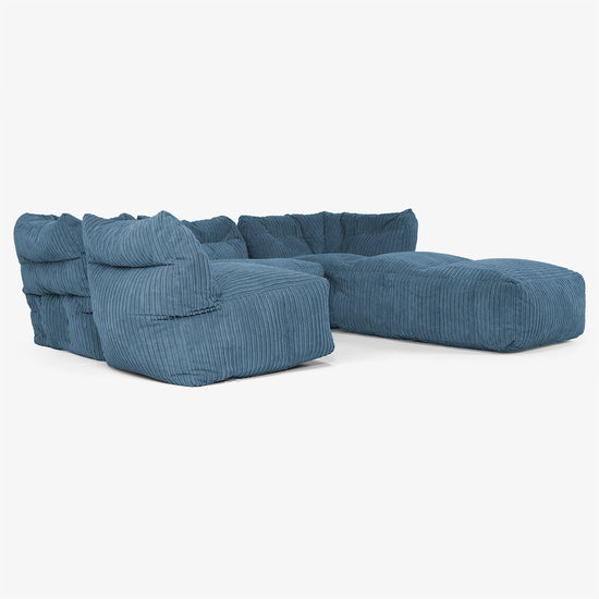 4 Piece Multi Chaise Modular Sofa Set - Cord Navy Blue 04