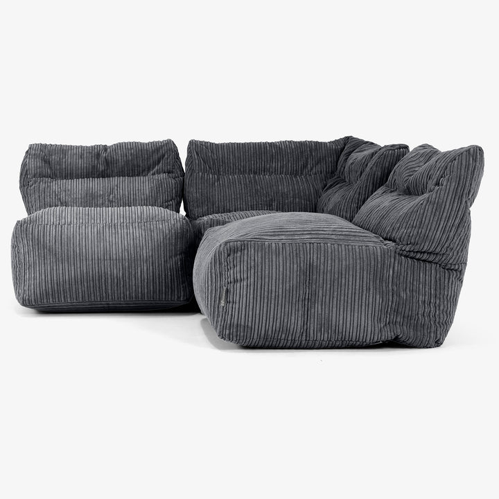 3 Piece Multi Open Modular Sofa Set - Cord Black 02