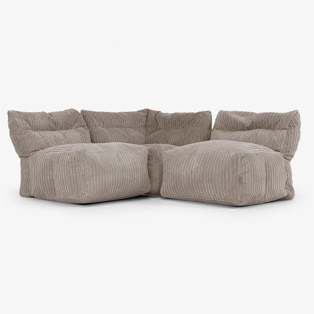 3 Piece Multi Open Modular Sofa Set - Cord Dovetail Grey 01