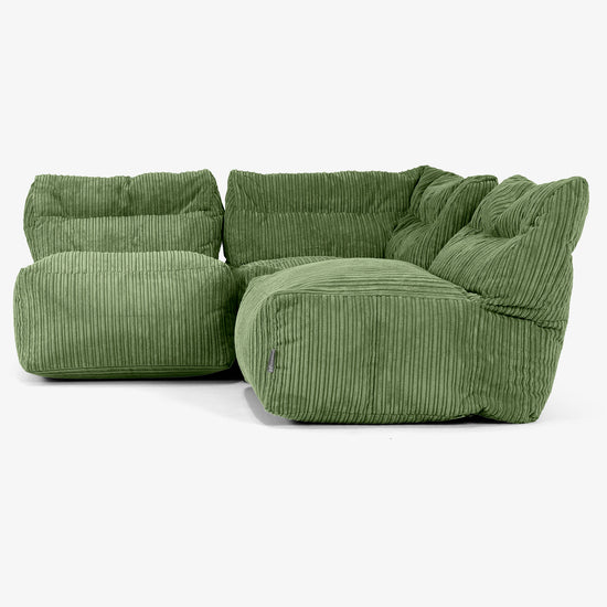 3 Piece Multi Open Modular Sofa Set - Cord Forest Green 02
