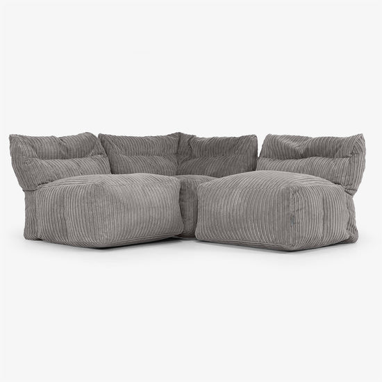 3 Piece Multi Open Modular Sofa Set - Cord Graphite Grey 01