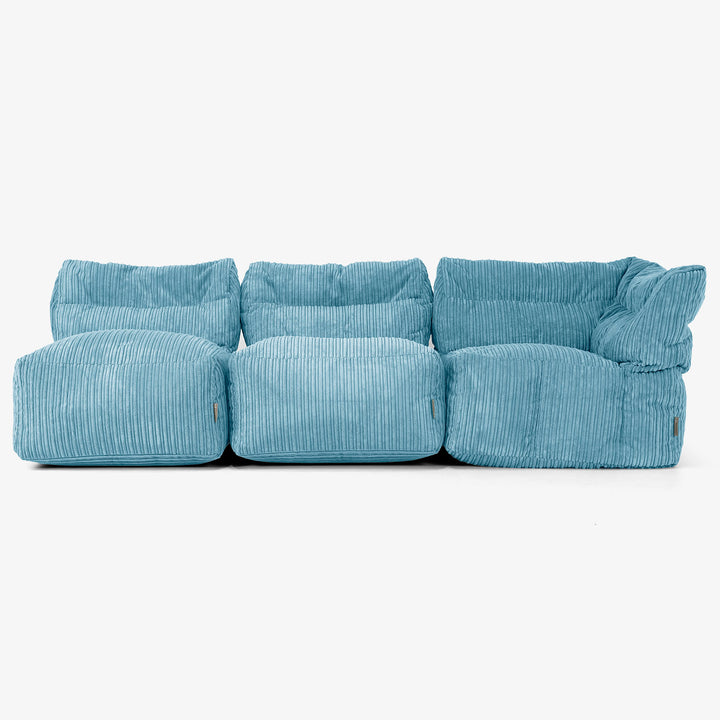 3 Piece Multi Open Modular Sofa Set - Cord Aegean Blue 04