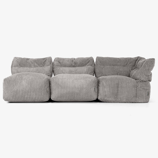 3 Piece Multi Open Modular Sofa Set - Cord Graphite Grey 04