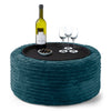 Ottoman Pouf with a Serving Tray - Cord Teal Blue