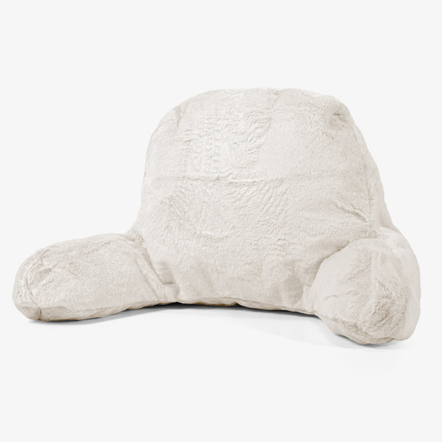 High Back Support Cuddle Cushion - Faux Rabbit Fur White 01