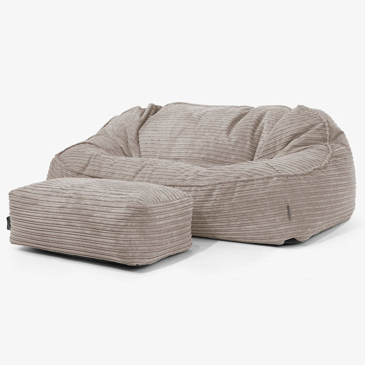 Sloucher Oversized Bean Bag Sofa - Cord Dovetail Grey 02