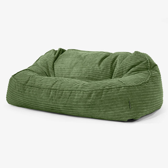 Sloucher Oversized Bean Bag Sofa - Cord Forest Green 01