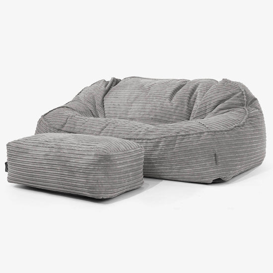 Sloucher Oversized Bean Bag Sofa - Cord Graphite Grey 02