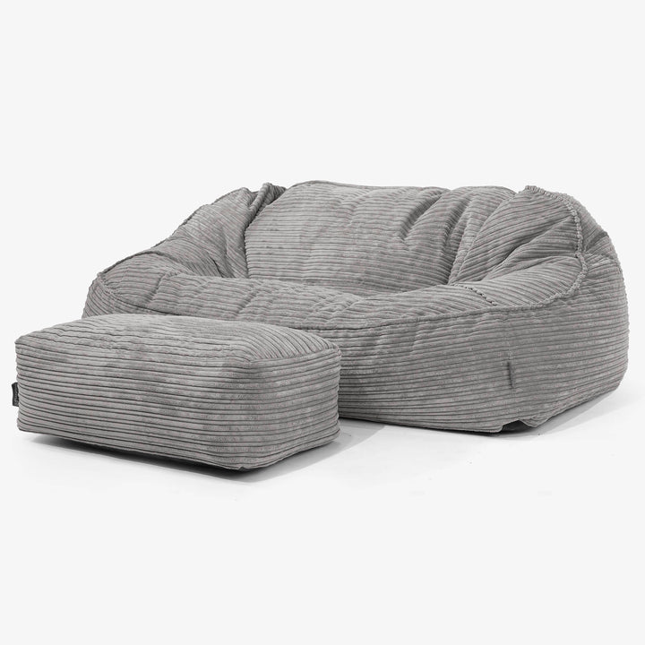 Sloucher Oversized Bean Bag Sofa - Cord Graphite Grey 02