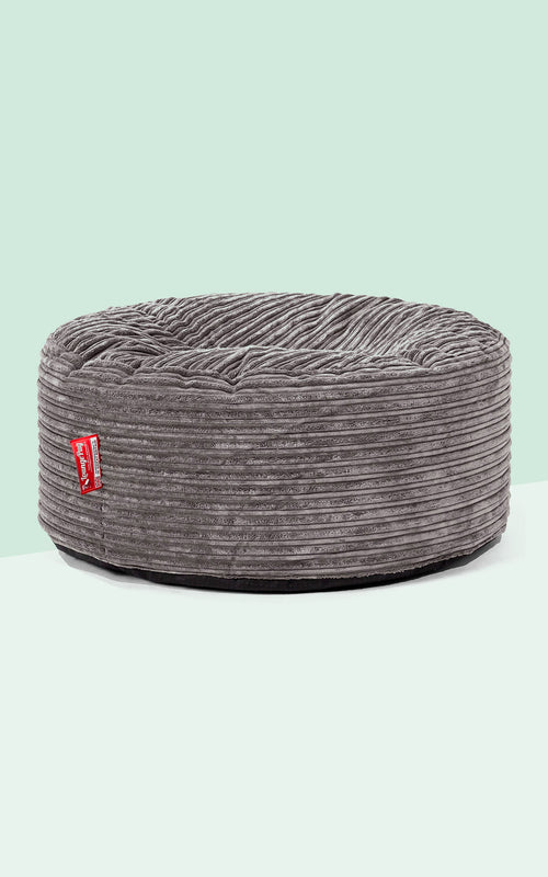 Large Round Pouffe Cord Graphite Grey