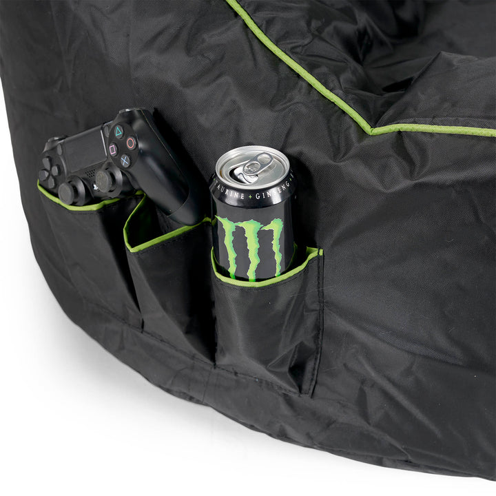 Car Seat Style Gaming Bean Bag Chair - Black / Green 07