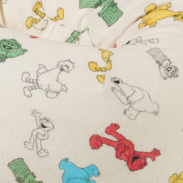 Kids Armchair Bean Bag for Toddlers 1-3 yr - Sesame Street Fabric Close-up Image