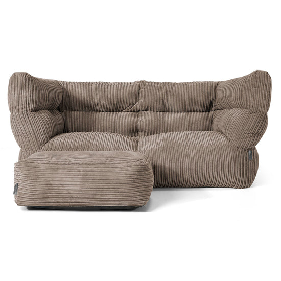 Louis 2 Seater Sofa Bean Bag - Cord Dovetail Grey 02