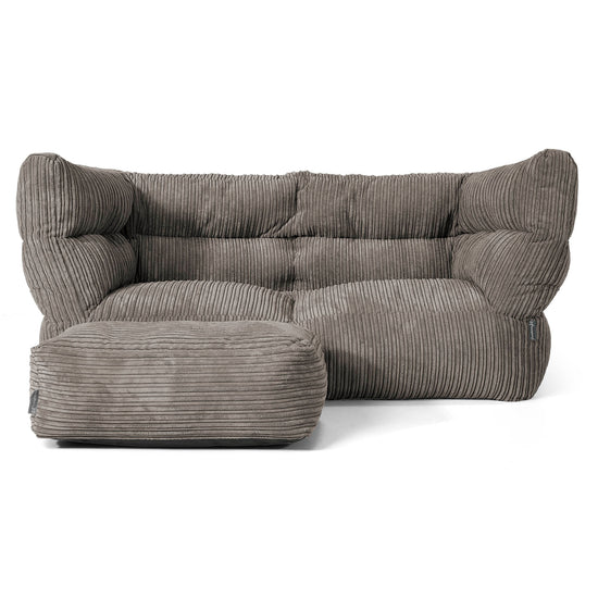 Louis 2 Seater Sofa Bean Bag - Cord Graphite Grey 02
