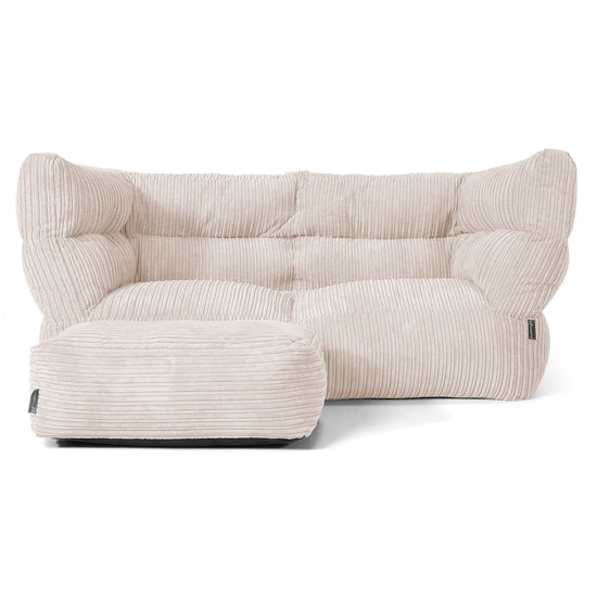 Louis 2 Seater Sofa Bean Bag - Cord Ivory 02