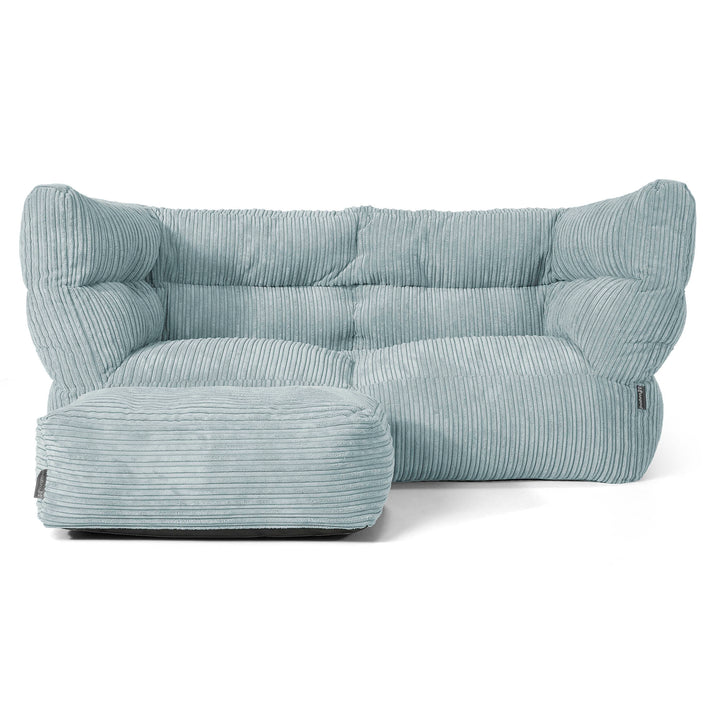 Louis 2 Seater Sofa Bean Bag - Cord Mint Green 02