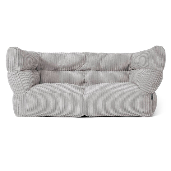 Louis 2 Seater Sofa Bean Bag - Cord Silver Grey 01