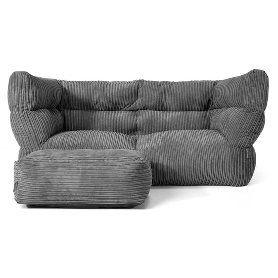 Louis 2 Seater Sofa Bean Bag - Cord Slate Grey 02