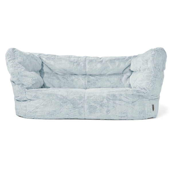 Louis 2 Seater Sofa Bean Bag - Fluffy Faux Fur Rabbit Dusty Blue 01