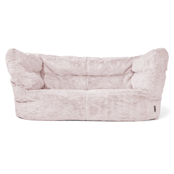 Louis 2 Seater Sofa Bean Bag - Fluffy Faux Fur Rabbit Dusty Pink 01