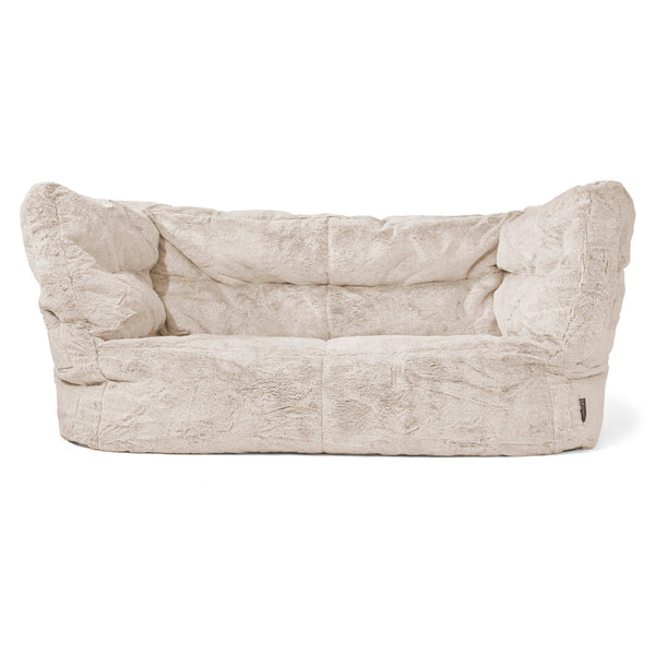 Louis 2 Seater Sofa Bean Bag - Fluffy Faux Fur Rabbit Golden Brown 01