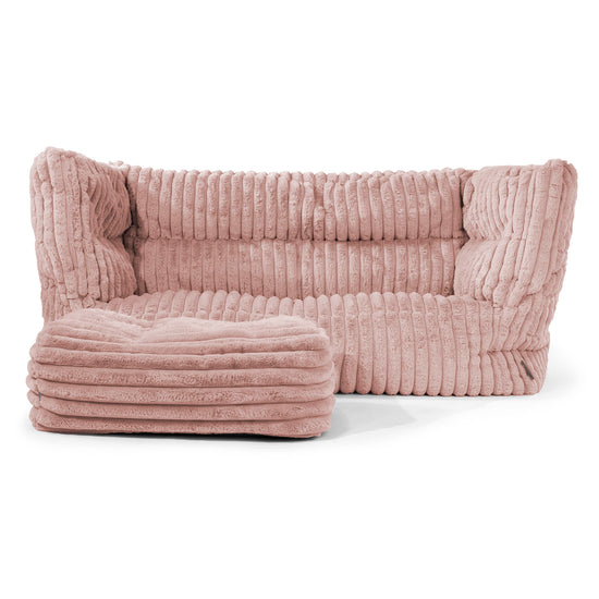 Louis 2 Seater Sofa Bean Bag - Ultra Plush Cord Dusty Pink 02