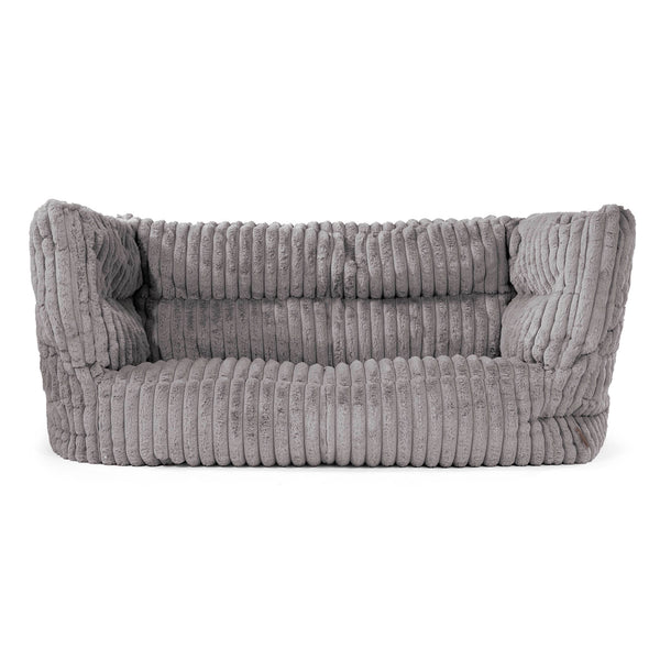 Louis 2 Seater Sofa Bean Bag - Ultra Plush Cord Grey 01