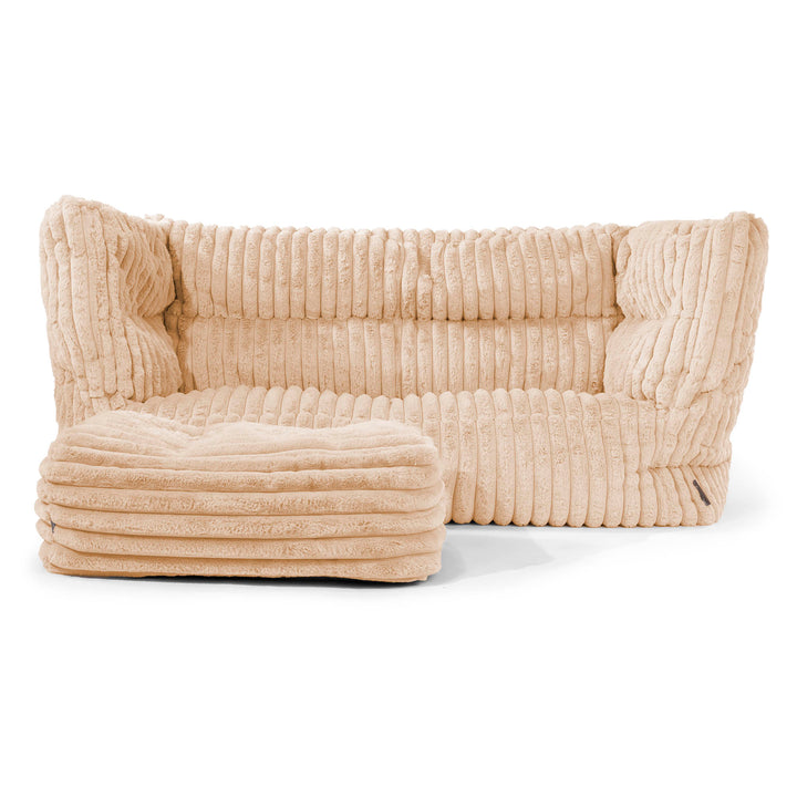 Louis 2 Seater Sofa Bean Bag - Ultra Plush Cord Peach 02