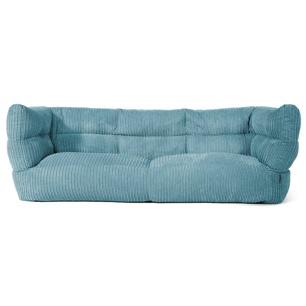 Louis 3 Seater Sofa Bean Bag - Cord Aegean Blue 01