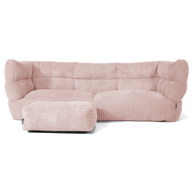 Louis 3 Seater Sofa Bean Bag - Cord Blush Pink 02