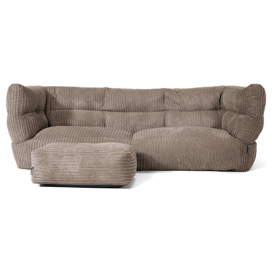 Louis 3 Seater Sofa Bean Bag - Cord Dovetail Grey 02