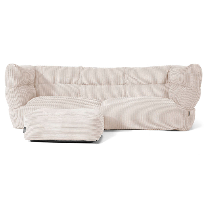 Louis 3 Seater Sofa Bean Bag - Cord Ivory 02