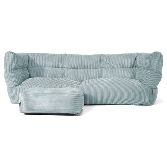 Louis 3 Seater Sofa Bean Bag - Cord Mint Green 02