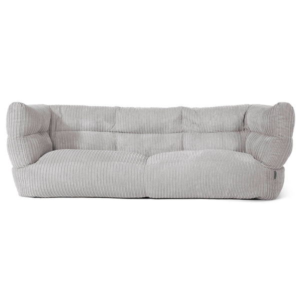 Louis 3 Seater Sofa Bean Bag - Cord Silver Grey 01