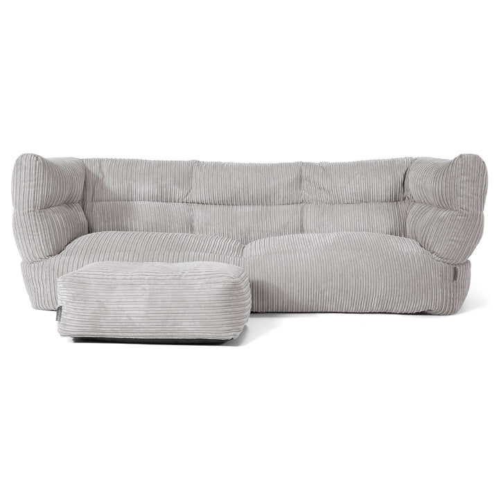 Louis 3 Seater Sofa Bean Bag - Cord Silver Grey 02