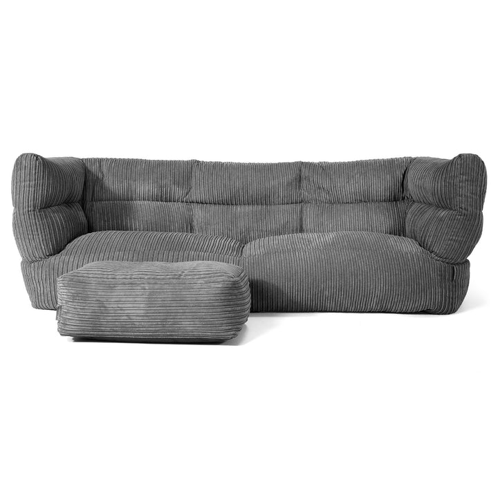 Louis 3 Seater Sofa Bean Bag - Cord Slate Grey 02