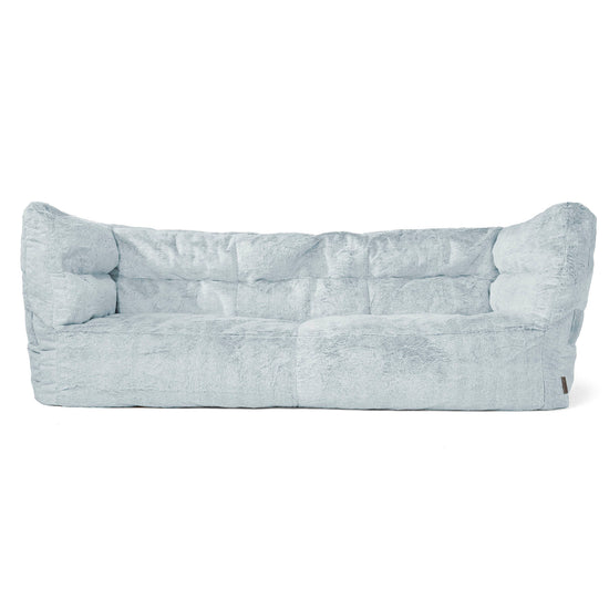 Louis 3 Seater Sofa Bean Bag - Fluffy Faux Fur Rabbit Dusty Blue 01