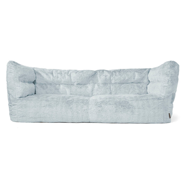Louis 3 Seater Sofa Bean Bag - Fluffy Faux Fur Rabbit Dusty Blue 01