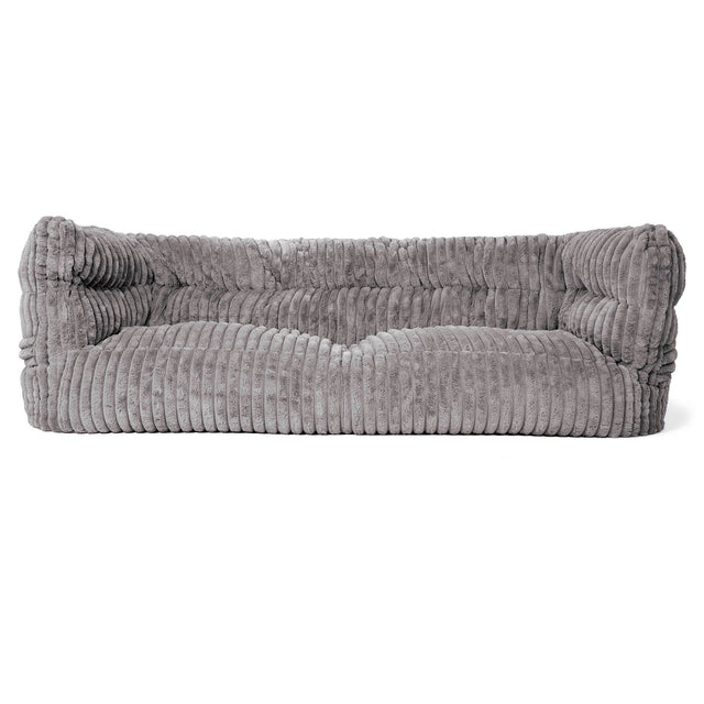 Louis 3 Seater Sofa Bean Bag - Ultra Plush Cord Grey 01