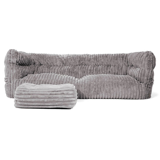 Louis 3 Seater Sofa Bean Bag - Ultra Plush Cord Grey 02