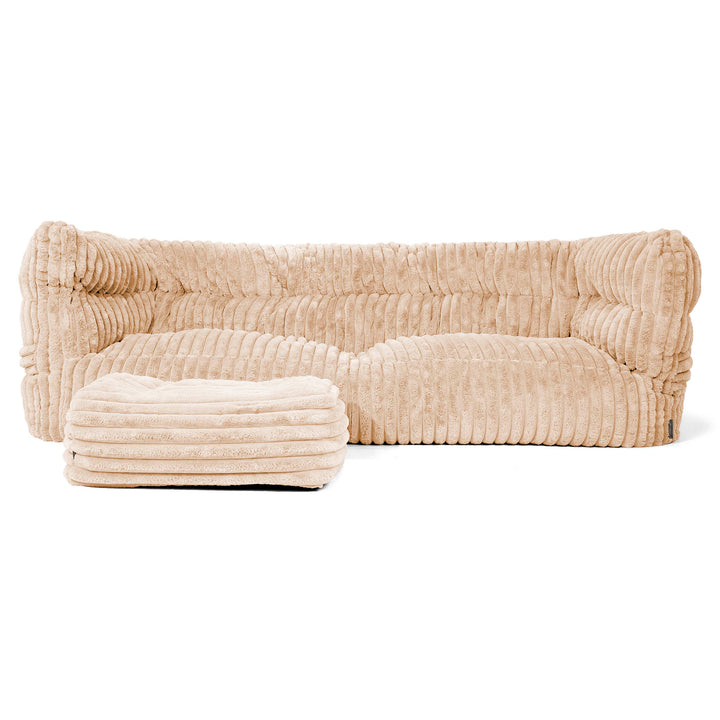 Louis 3 Seater Sofa Bean Bag - Ultra Plush Cord Peach 02